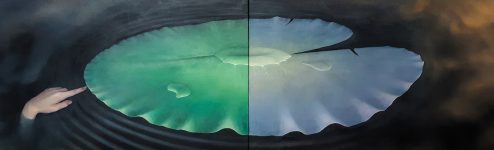 "PRISUSTVO" 50x160cm, ulje na platnu (diptih)