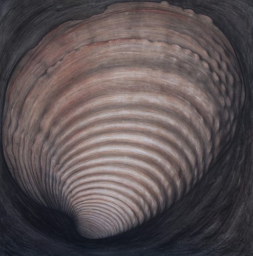 "UTOČIŠTE" 100x100cm, ugljen i pastel na papiru